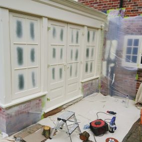 Windows like this are a perfect application for Liquid Masking Tape.